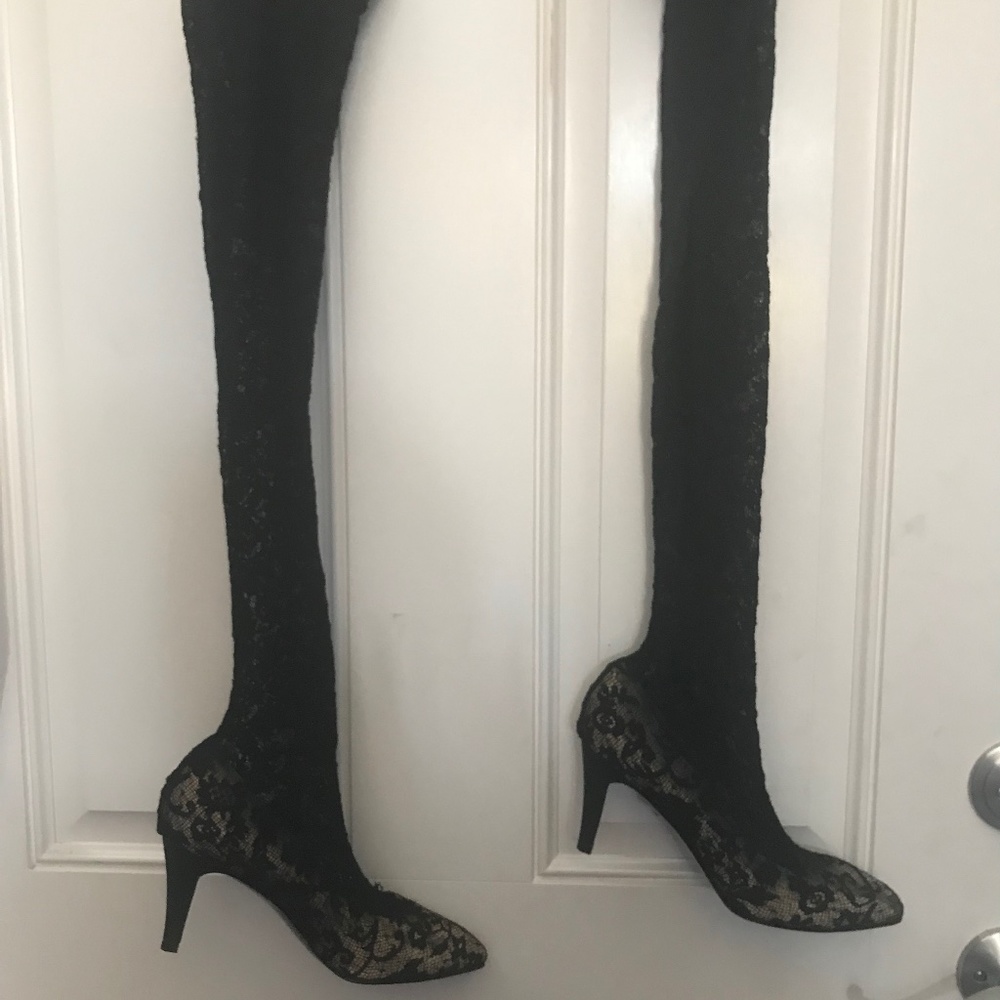 Thigh high lace boots